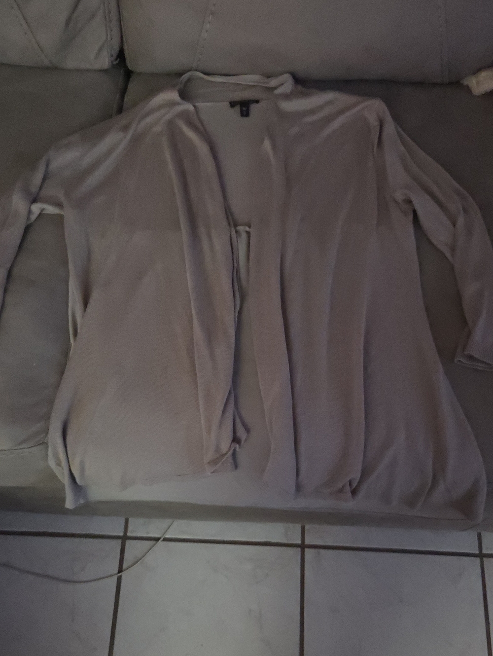 Express Light Gray Knit Open Cardigan